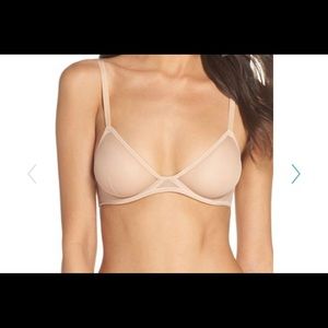 Free People Mesh Underwire Triangle Bra Nude 34C